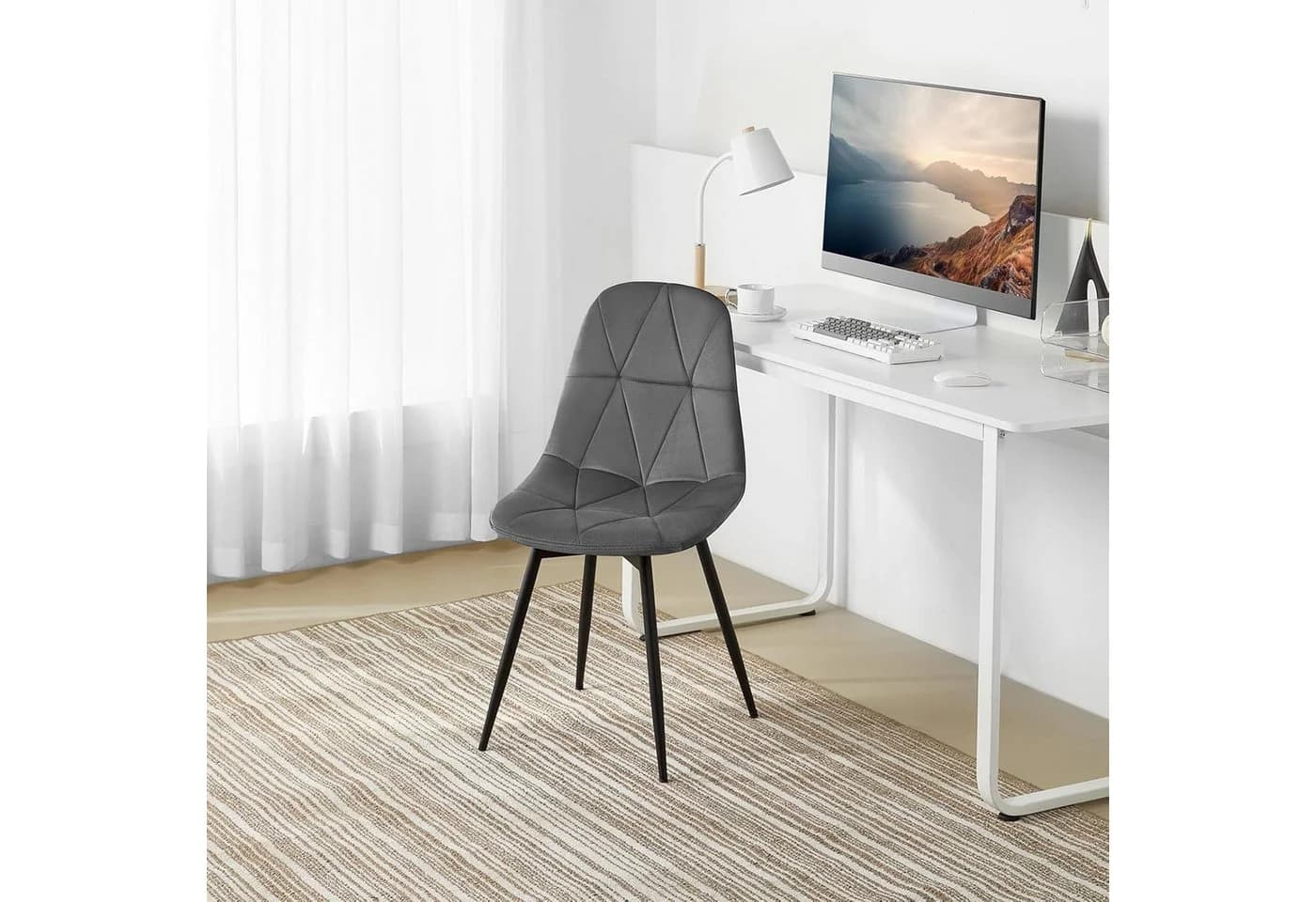 EUGAD Esszimmerstuhl 4er Set Schwarz Grau Braun Drehstuhl - Bild 4