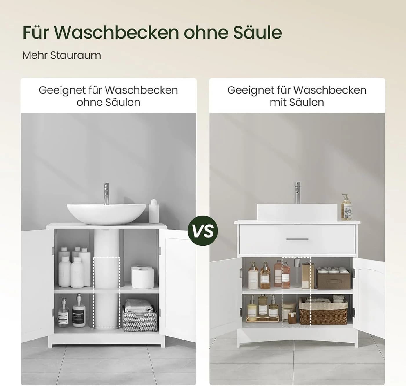 EUGAD Waschbeckenunterschrank 1-St Badezimmerschrank mit Schubladen, 2 Fächer - Bild 5