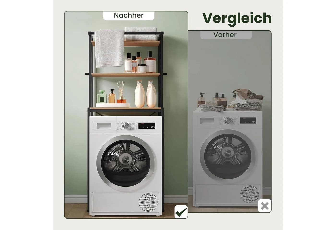 EUGAD Mehrzweckregal Helle Eiche/Schwarz Metall Holzwerkstoff - Bild 4
