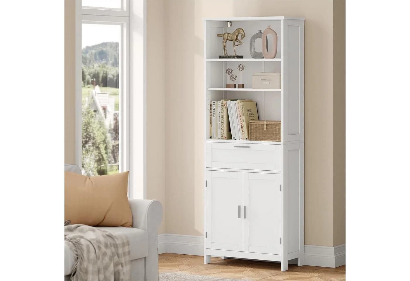 EUGAD Hochschrank 1-St. Weiß Mehrzweckschrank