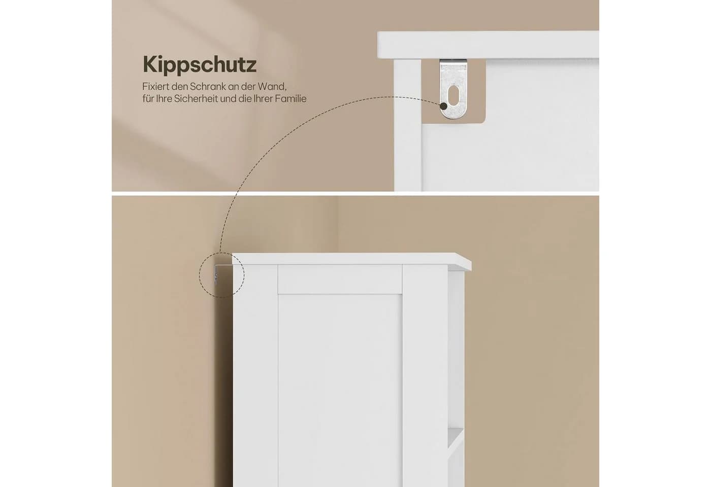 EUGAD Hochschrank 1-St. Weiß Mehrzweckschrank - Bild 5