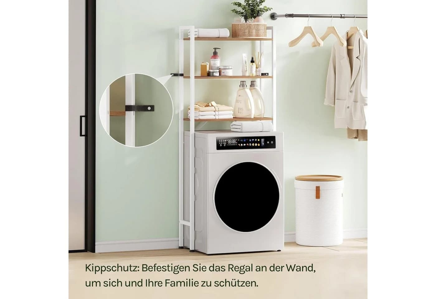 EUGAD Badregal 3 Ablagen Weiß Metallrahmen - Bild 5