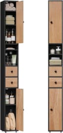 EUGAD Hochschrank Bad schmal weiß/schwarz Bild 2
