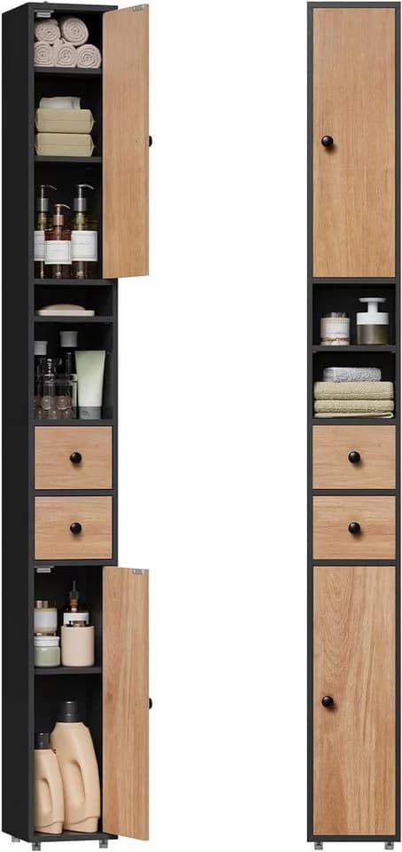 EUGAD Hochschrank Bad schmal weiß/schwarz - Bild 2