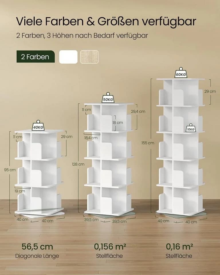 EUGAD Bücherregal 4 Ebenen 360° Drehbar MDF - Bild 3
