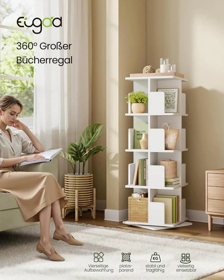 EUGAD Bücherregal 4 Ebenen 360° Drehbar MDF - Bild 4