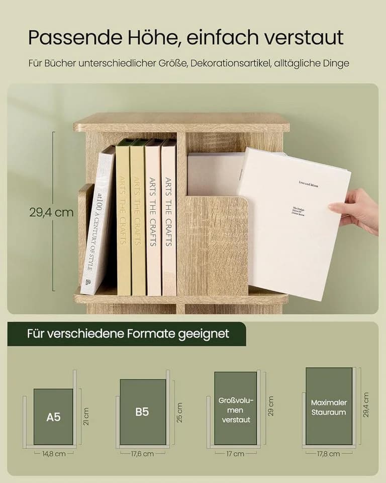 EUGAD Bücherregal 360° drehbar 4 Ebenen MDF - Bild 3