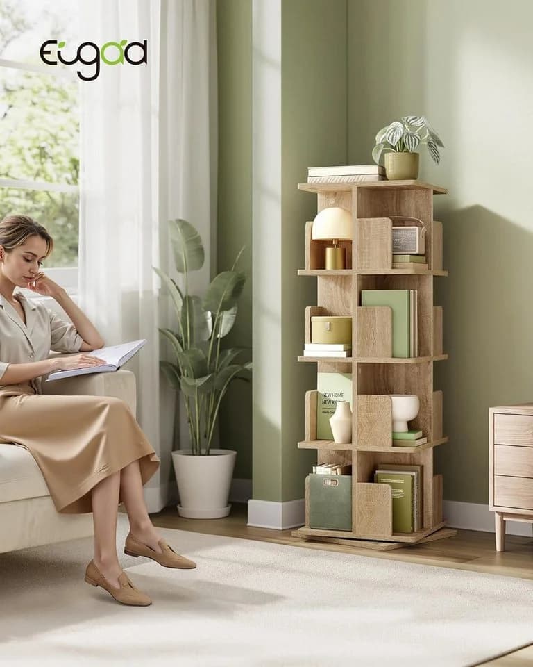 EUGAD Bücherregal 360° drehbar 4 Ebenen MDF - Bild 4