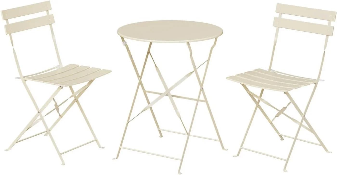 EUGAD Balkonset 3-tlg. Klappbar Metall Beige/Blau - Bild 2