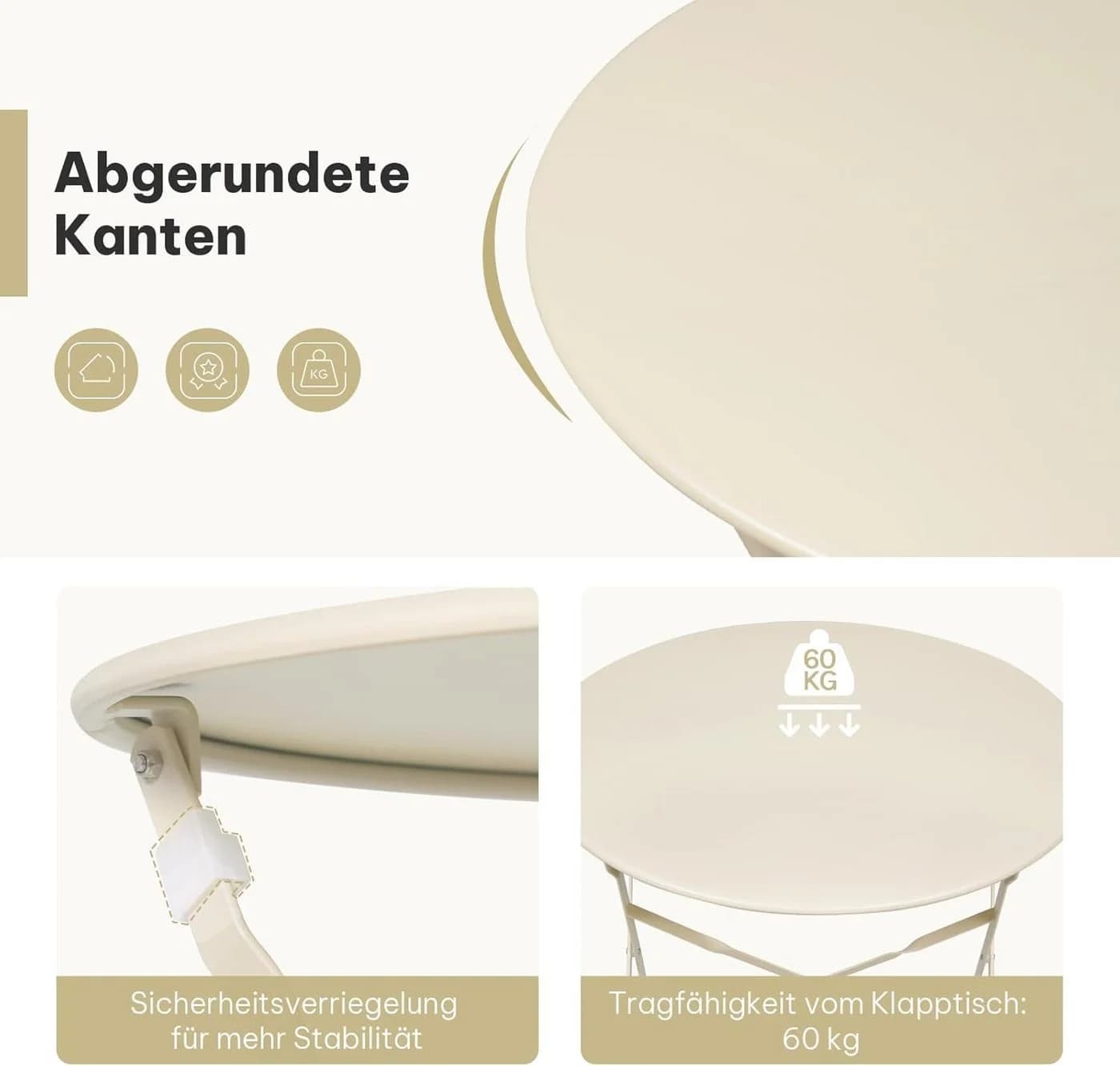 EUGAD Balkonset 3-tlg. Klappbar Metall Beige/Blau - Bild 5