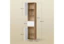 EUGAD Badkommode Hochschrank schmal Weiß/Braune Holzoptik Bild 3