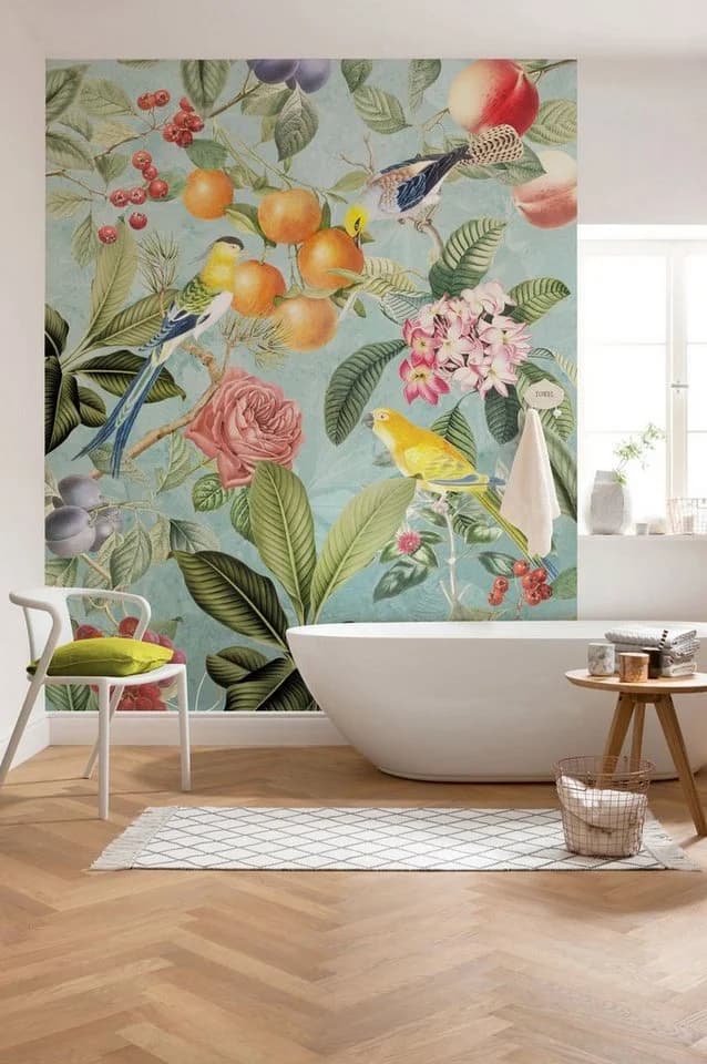 Komar Vliestapete Birds and Berries Vintage Bunt