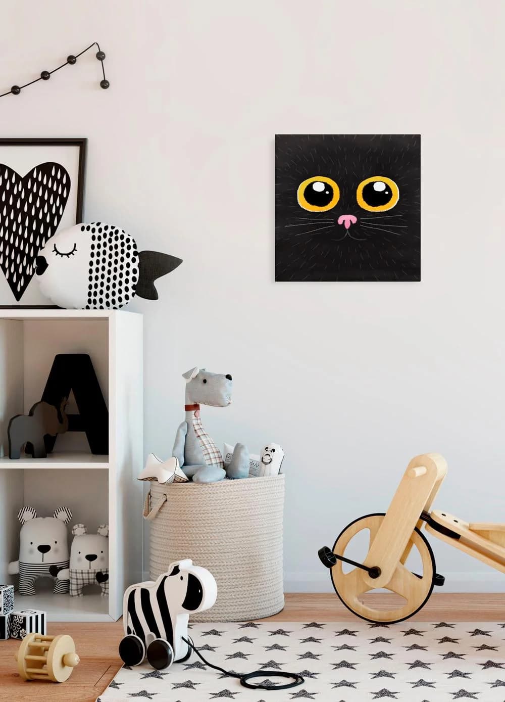 Komar Black Cat Leinwandbild 30x30 cm - Schwarz/Gelb
