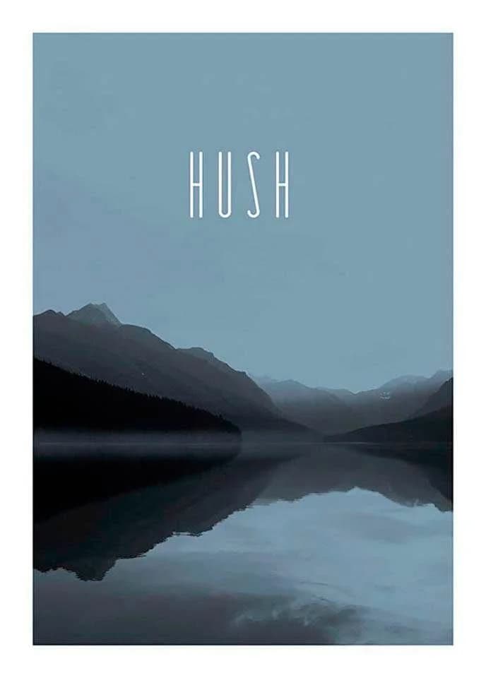 Komar Wandbild Word Lake Hush Steel Bunt