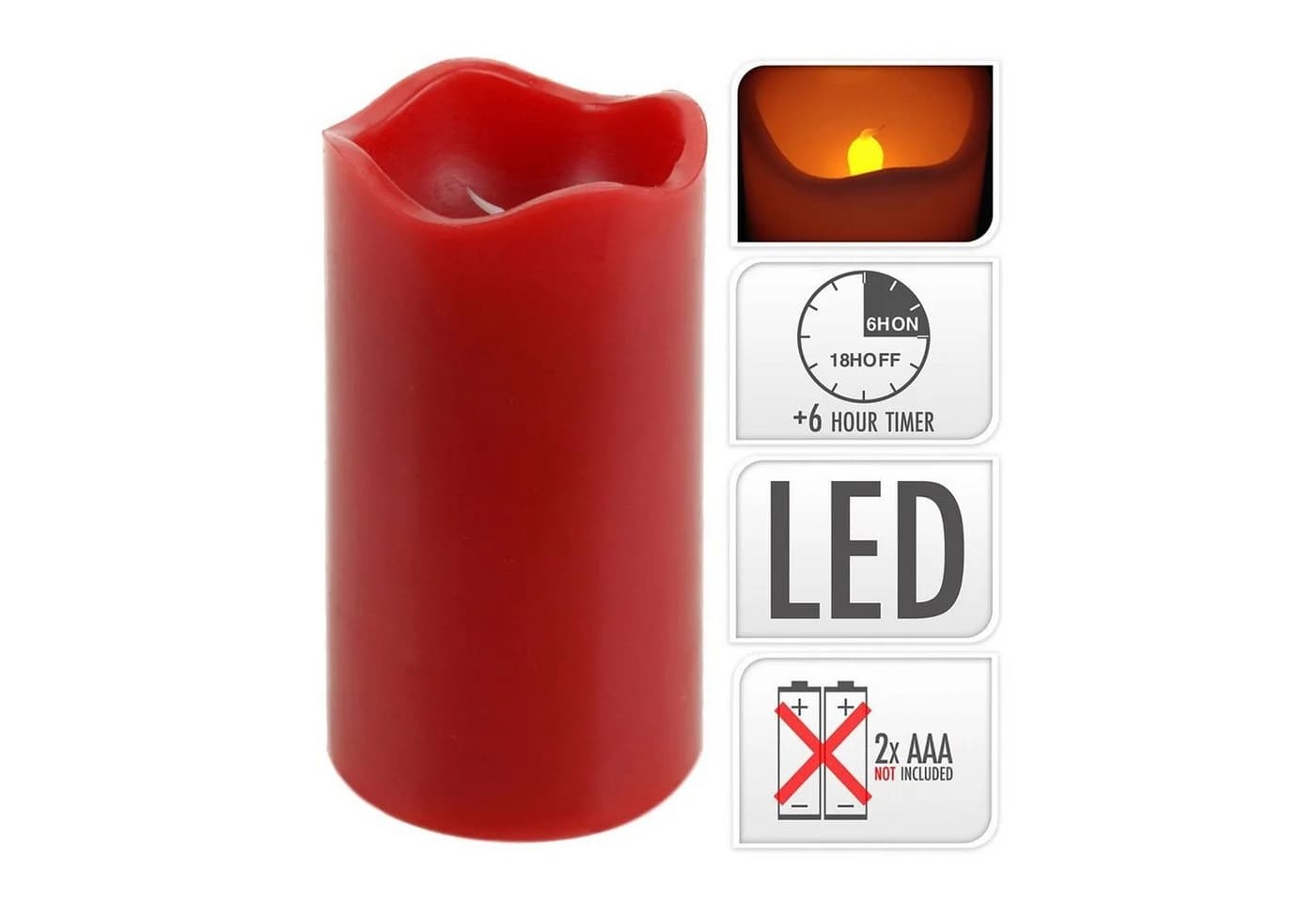 ToCi LED-Kerze 4er-Set Echtwachs Rot mit Timer