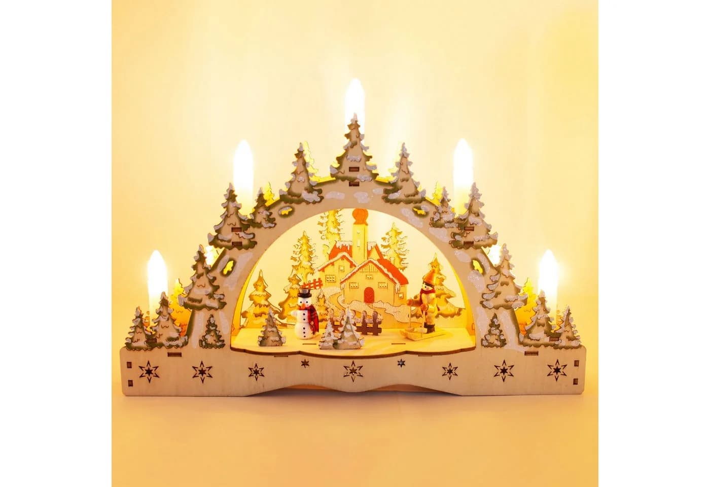 ToCi LED Schwibbogen mit 5 LED-Kerzen Weihnachts-Dekoration
