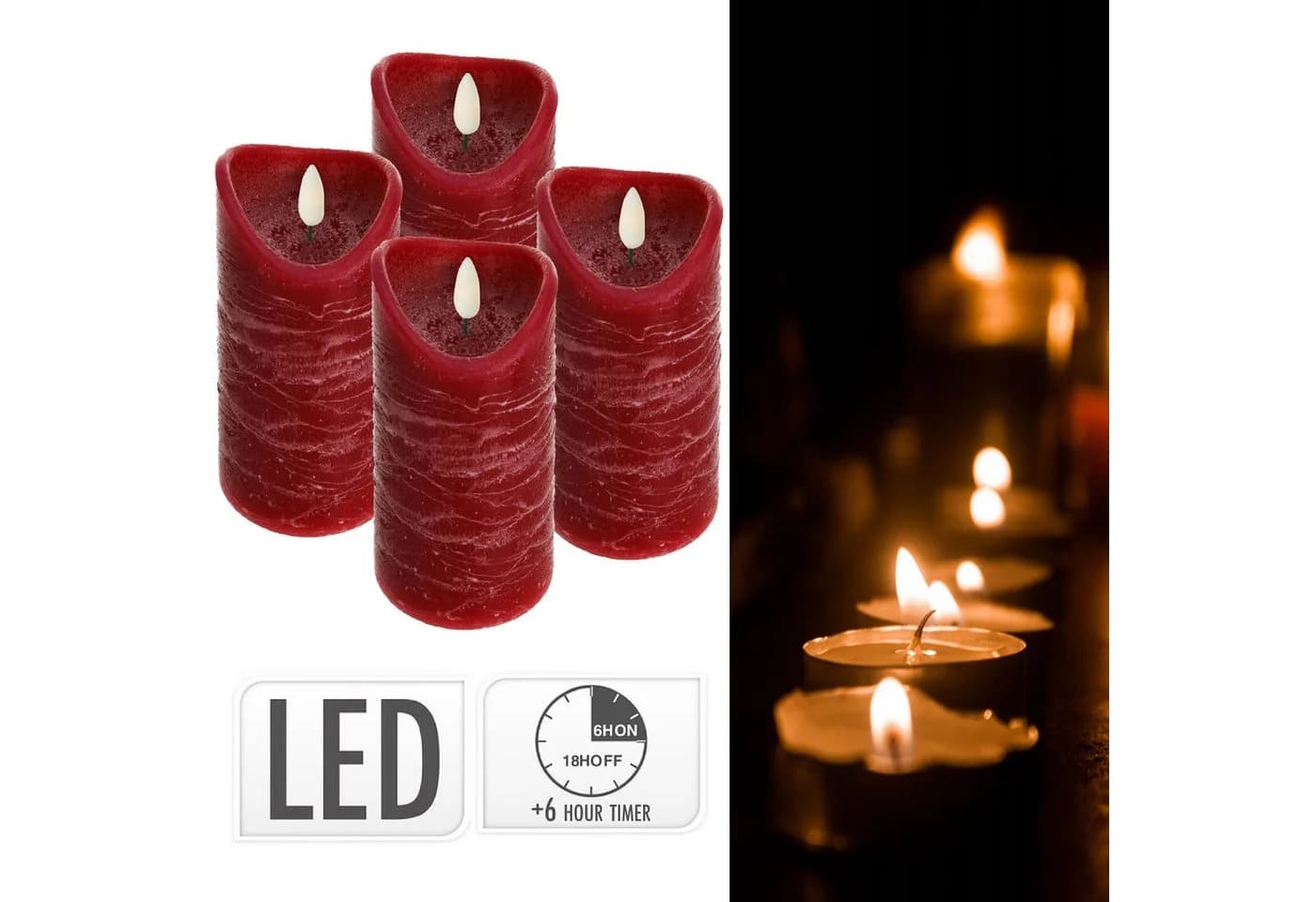 ToCi LED-Kerze Echtwachs Timer Schwarzer Docht Rot - Bild 4