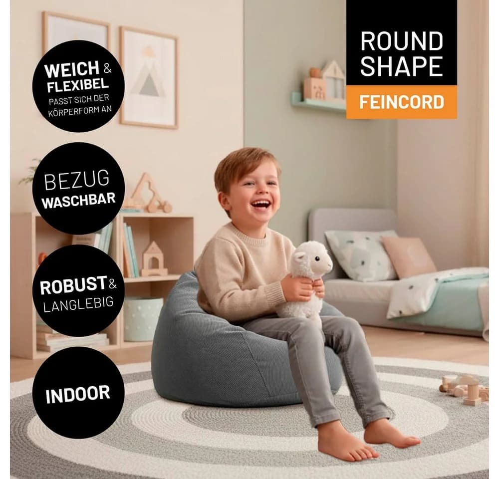 Lumaland Sitzsack Comfort Line Feincord Grau - Bild 3