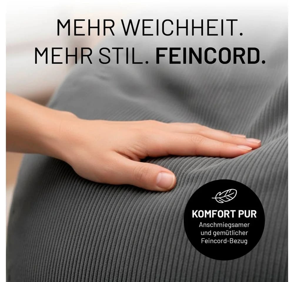 Lumaland Sitzsack Comfort Line Feincord Grau - Bild 5