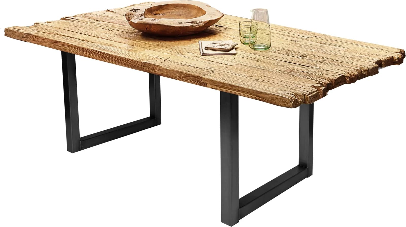Esstisch SIT Recyceltes Teak Metallgestell Antikschwarz