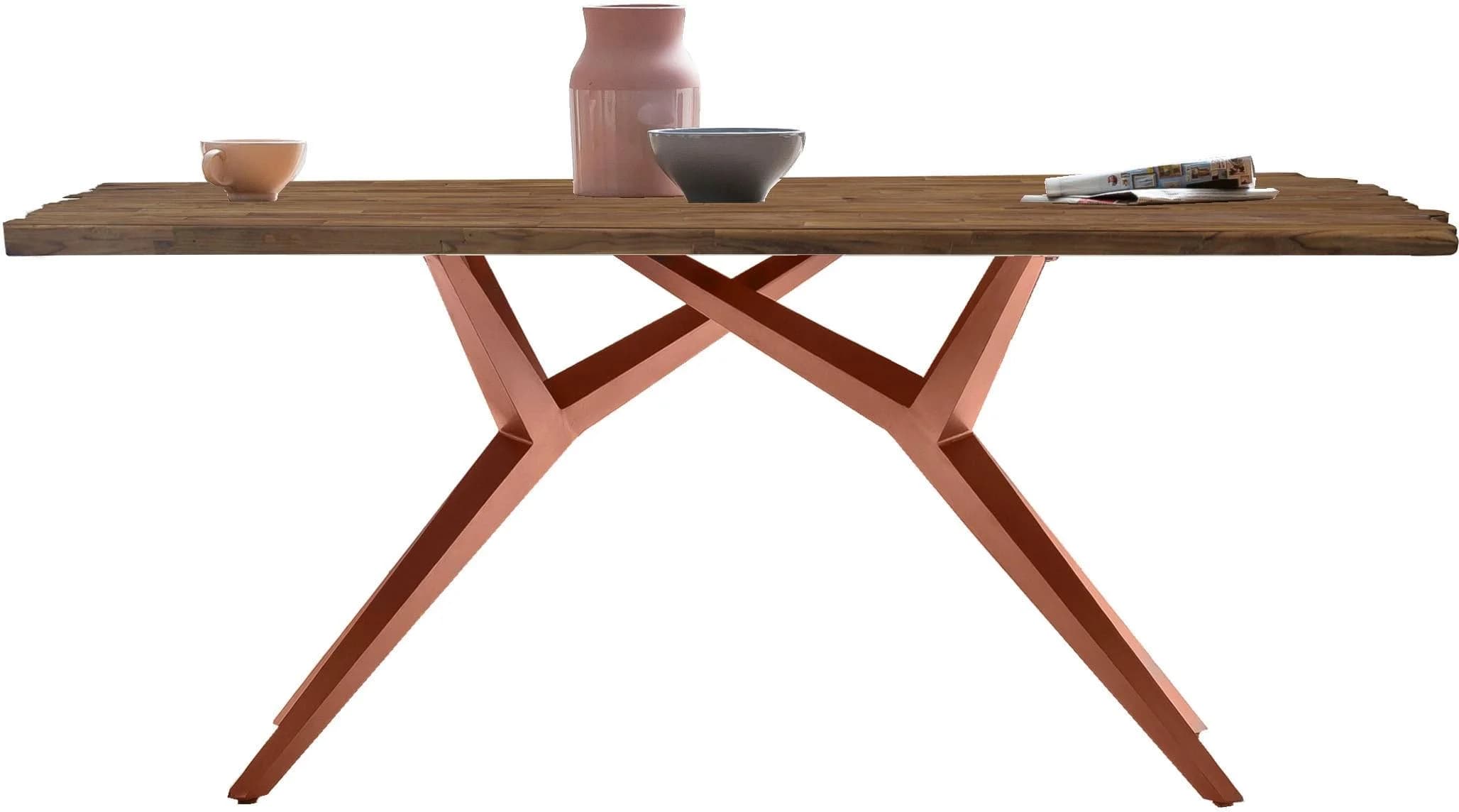 Esstisch SIT Beige Recyceltes Teakholz Metallgestell