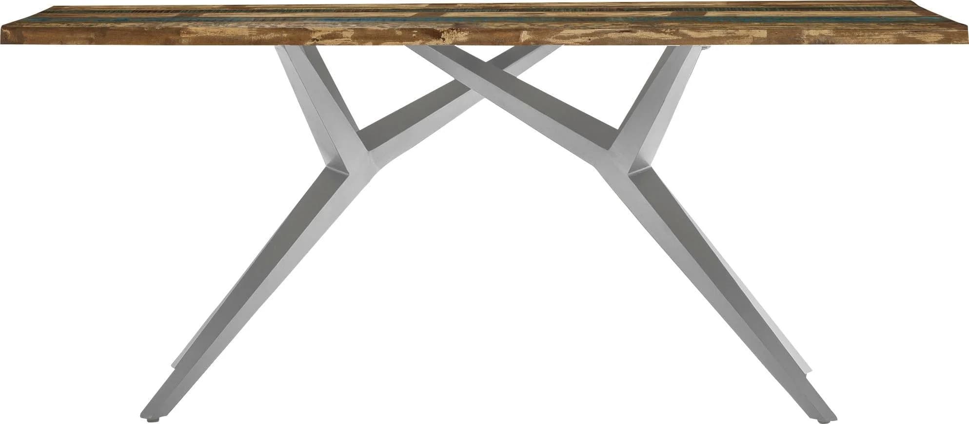 Esstisch SIT Bunt Antiksilber Massivholz Metall 220 cm
