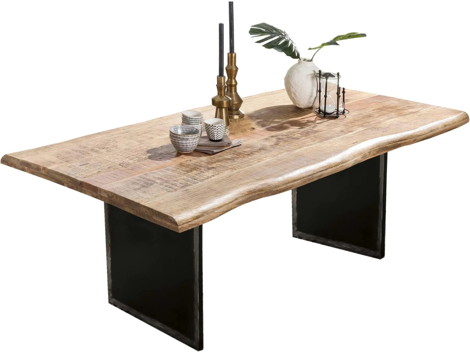 Baumkantentisch SIT Mango massiv Natur Schwarz 220 cm