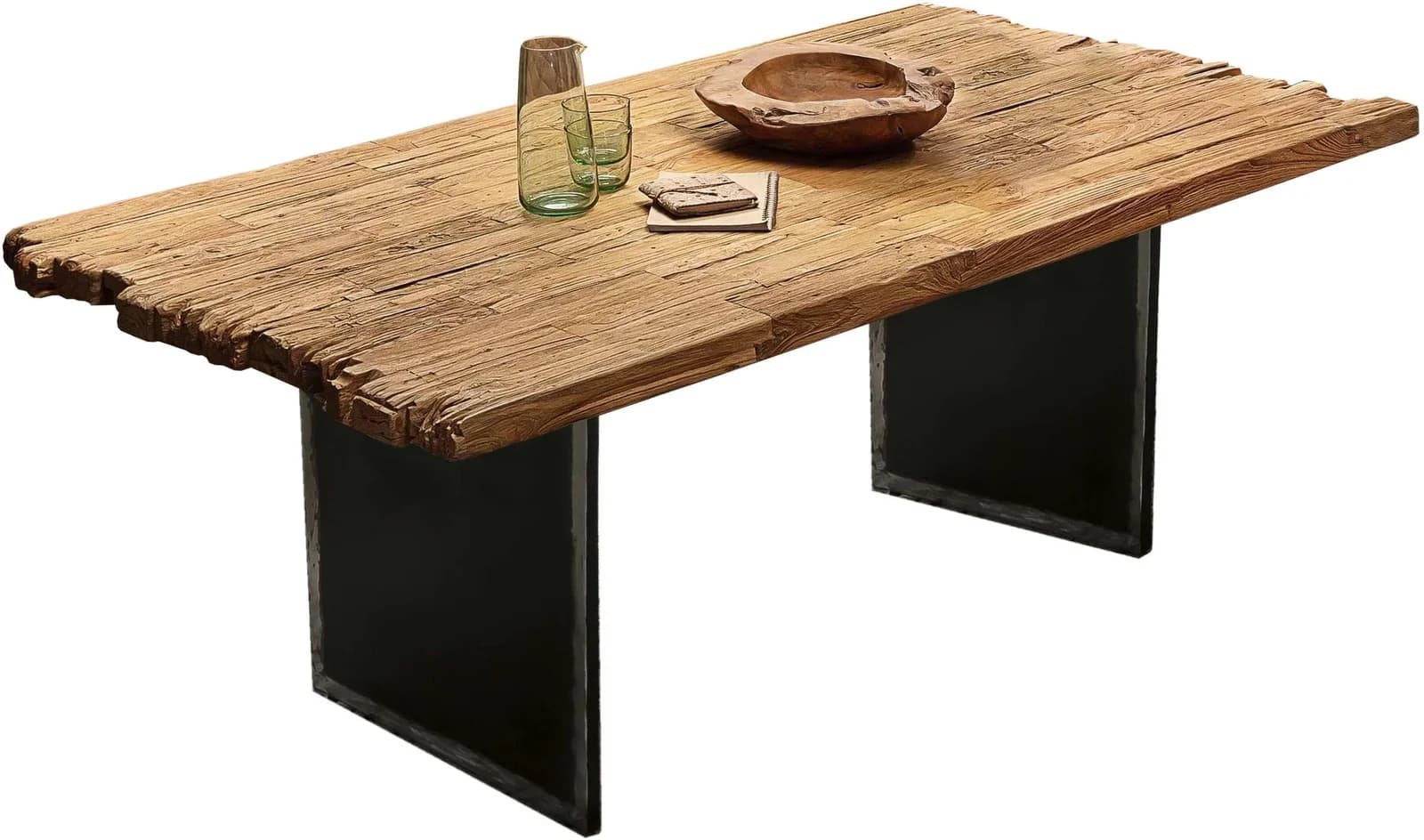 SIT Esstisch recyceltes Teak Natur Schwarz 240 cm