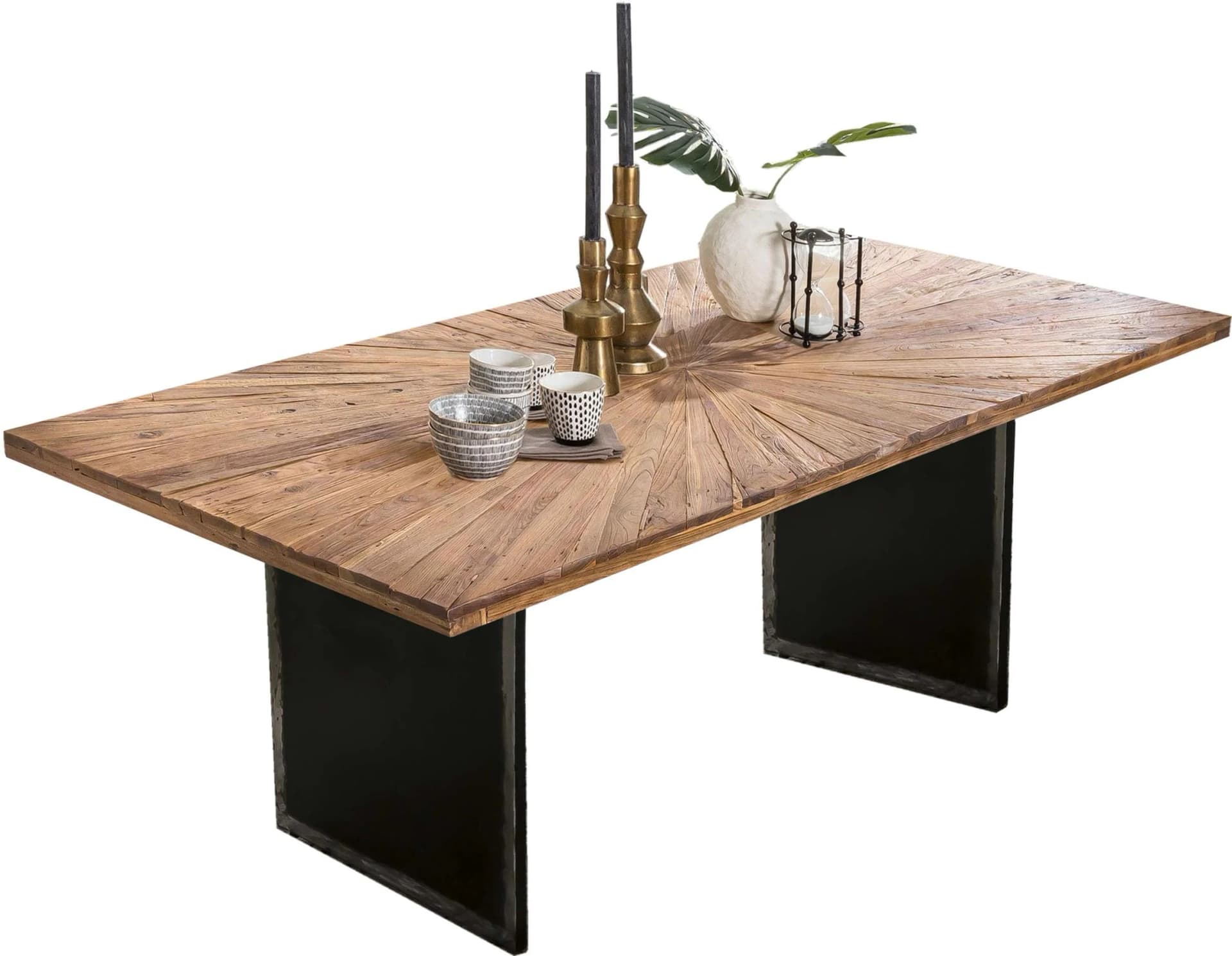 SIT Esstisch 180 cm Recyceltes Teak Metall Schwarz Natur