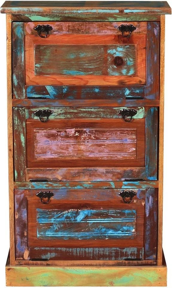 Schuhschrank SIT Riverboat Bunt Massivholz 3 Klappen - Bild 1