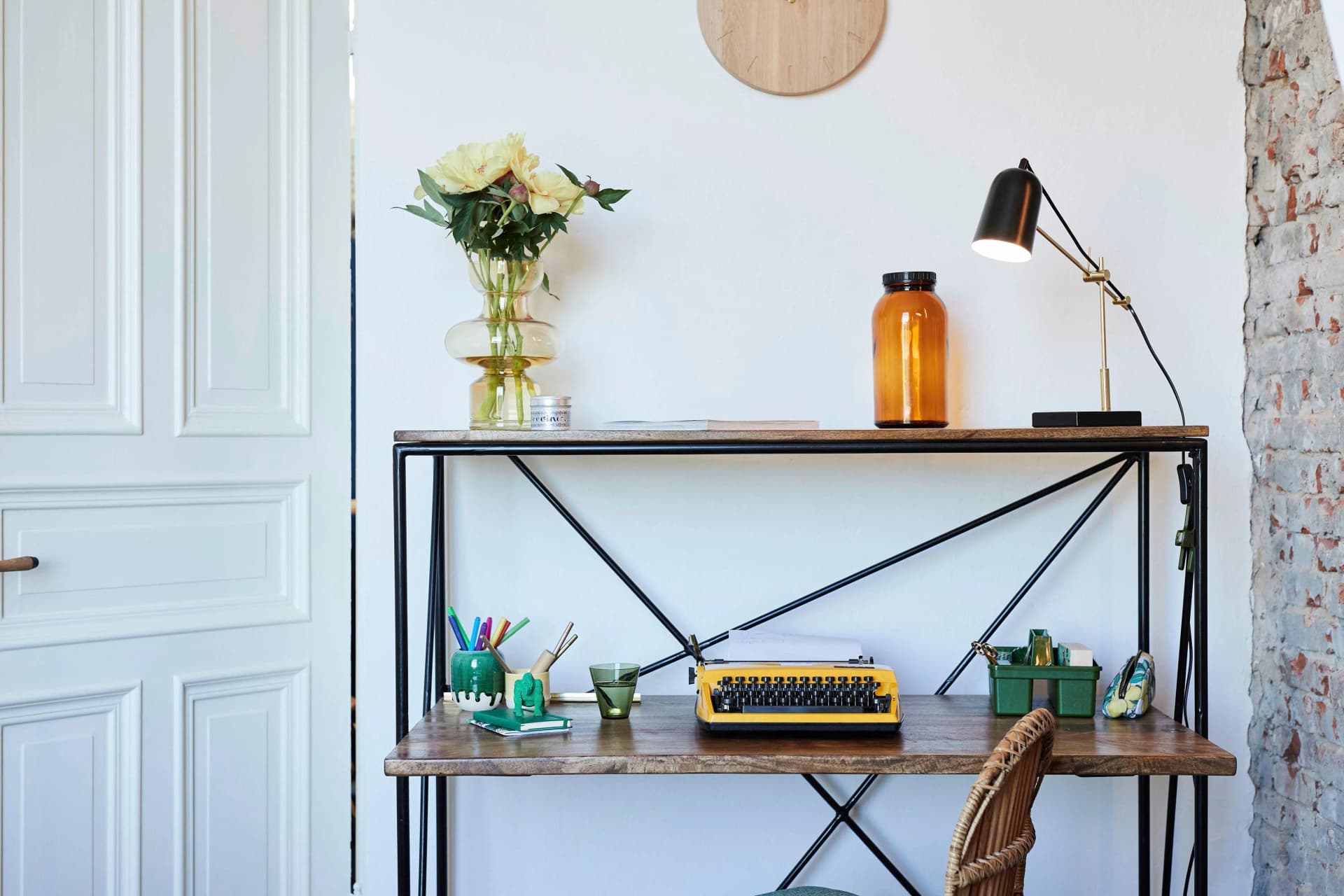 Sekretär SIT T-NEST SHELF OFFICE LOW Schwarz/Natur Mangoholz Metall