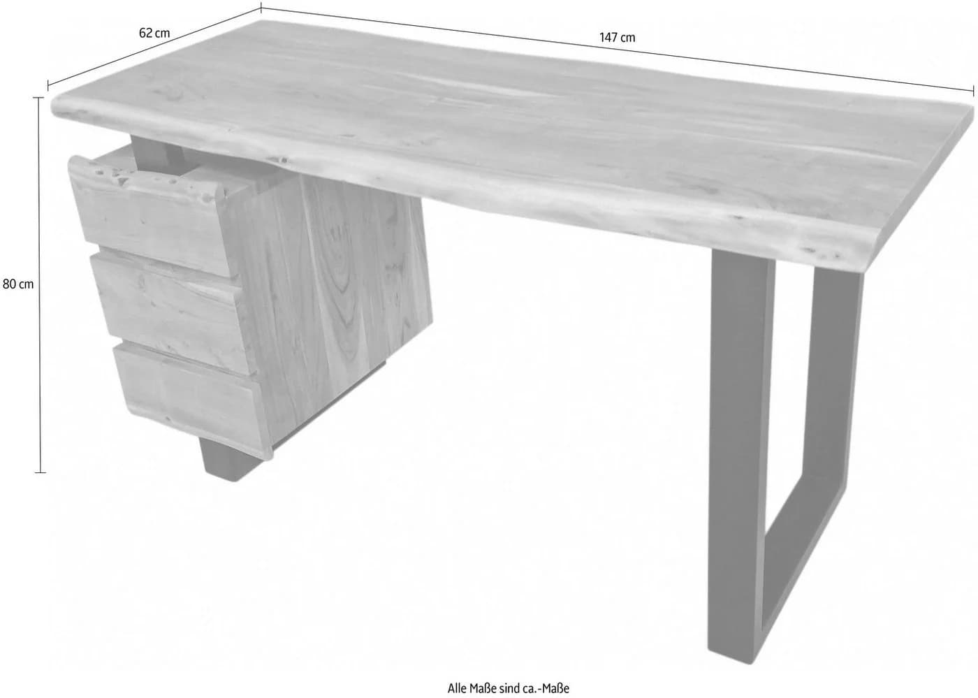 SIT Schreibtisch Albero Massivholz Akazie mit Baumkante - Bild 5