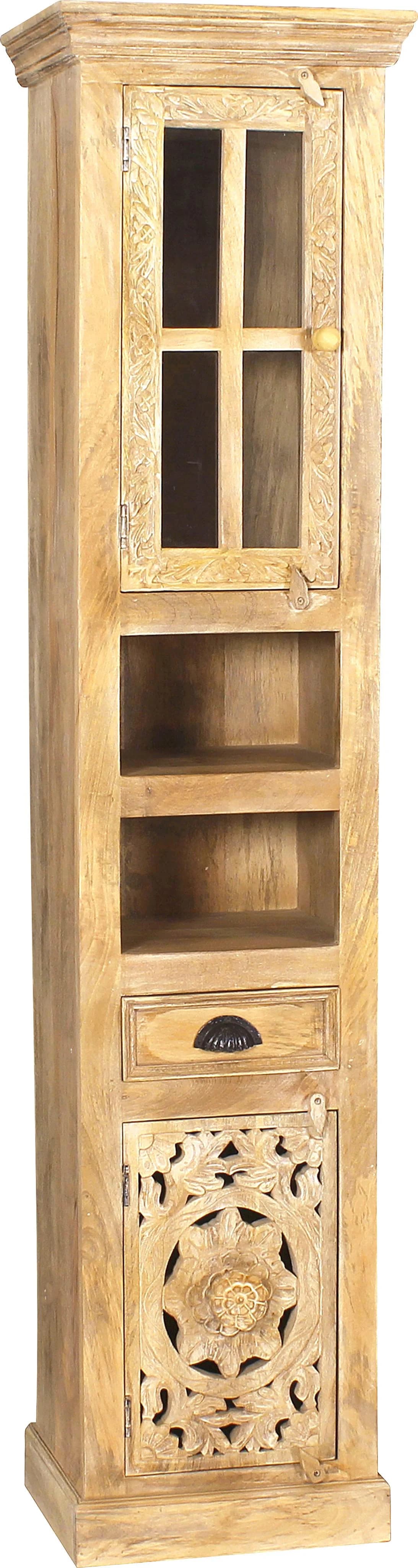 Hochschrank SIT LAKADEE Natur Massivholz Glas 2 Türen