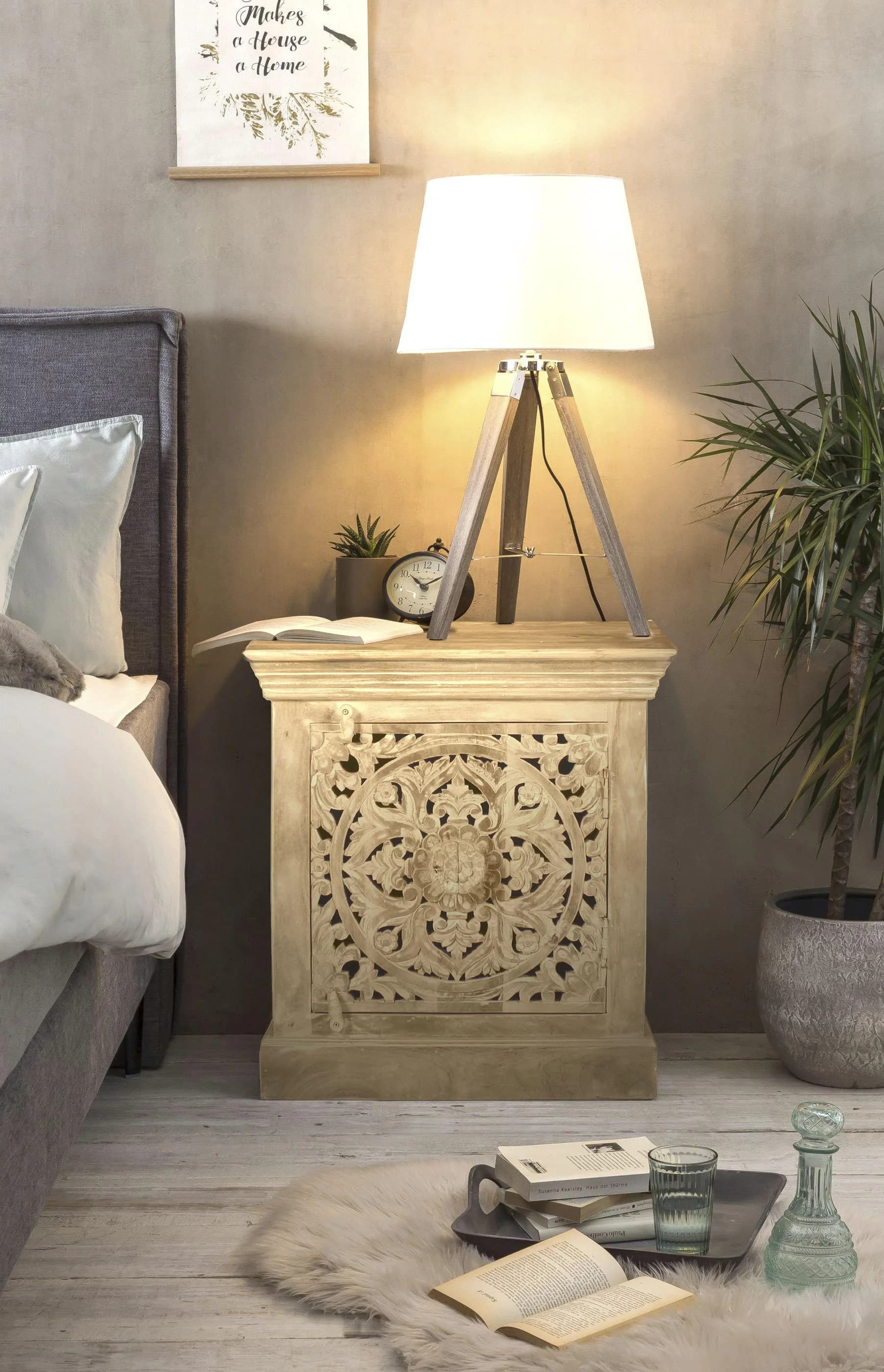 SIT Nachtkommode Massivholz Mango-Altholz Beige Natur