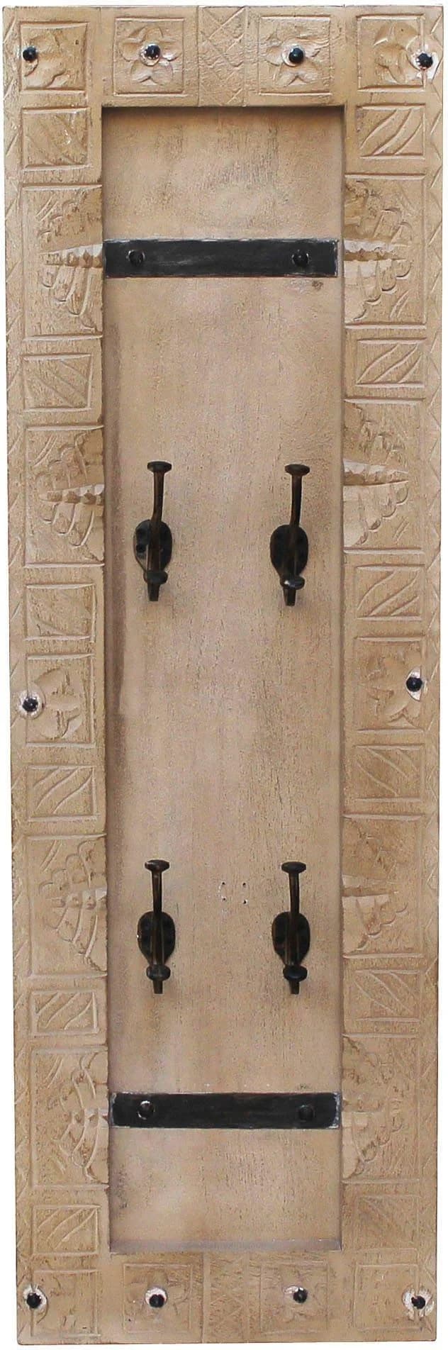 SIT Garderobenpaneel Daipur Massivholz Natur mit 4 Haken