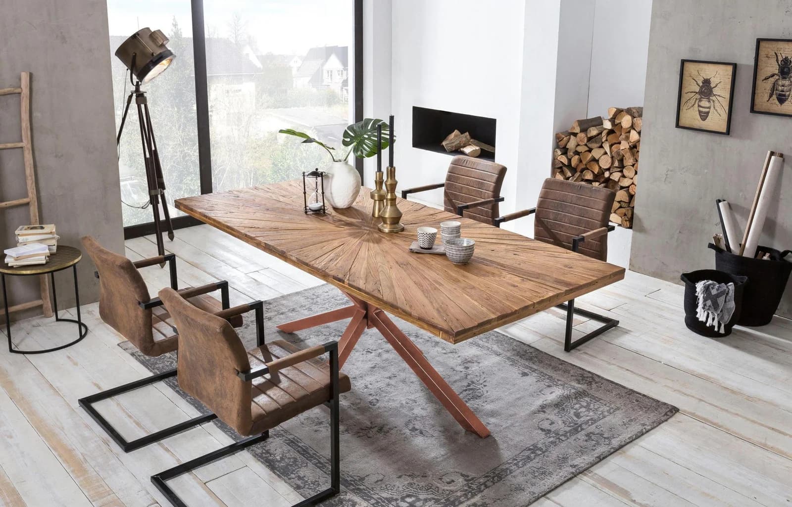 SIT Esstisch Visby Teakholz Massiv mit Stern-Gestell Braun/Natur