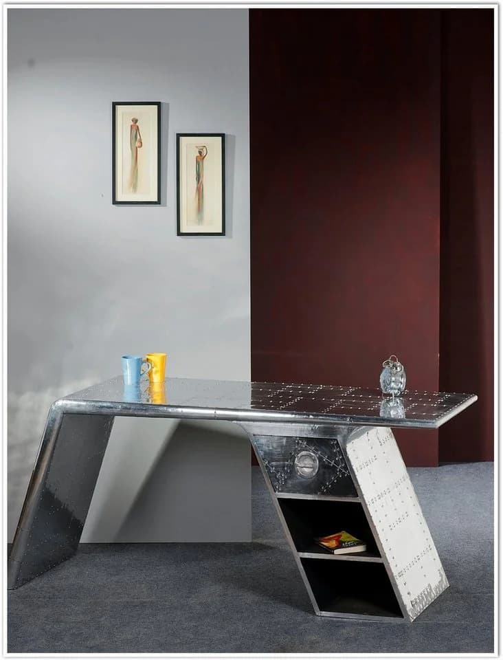SIT Schreibtisch AIRMAN Silber Factory Design mit Stauraum - Bild 3