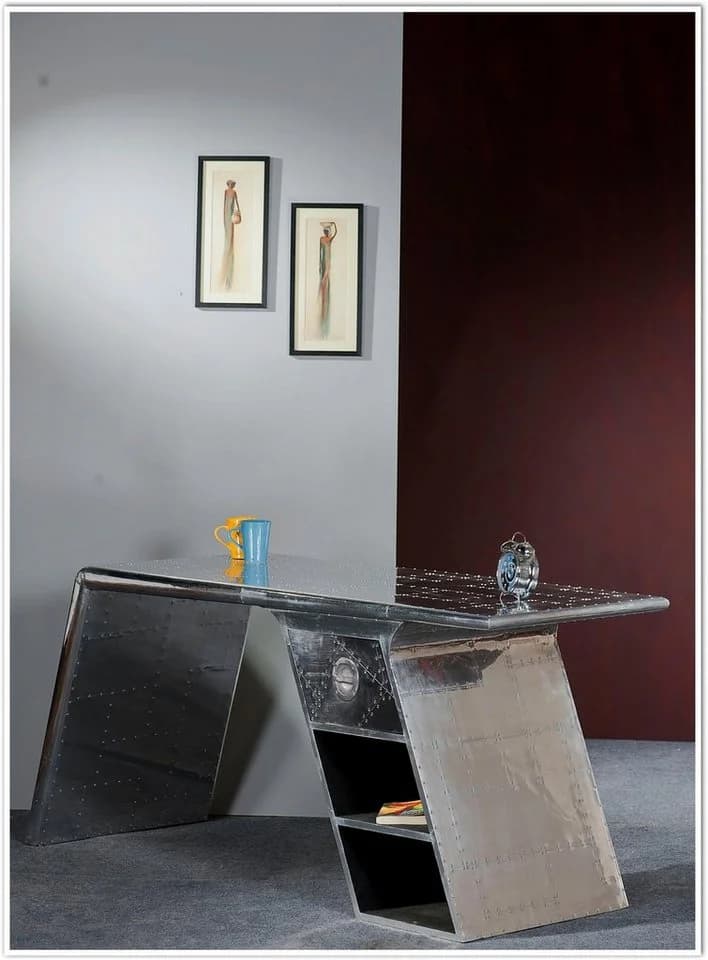 SIT Schreibtisch AIRMAN Silber Factory Design mit Stauraum - Bild 5