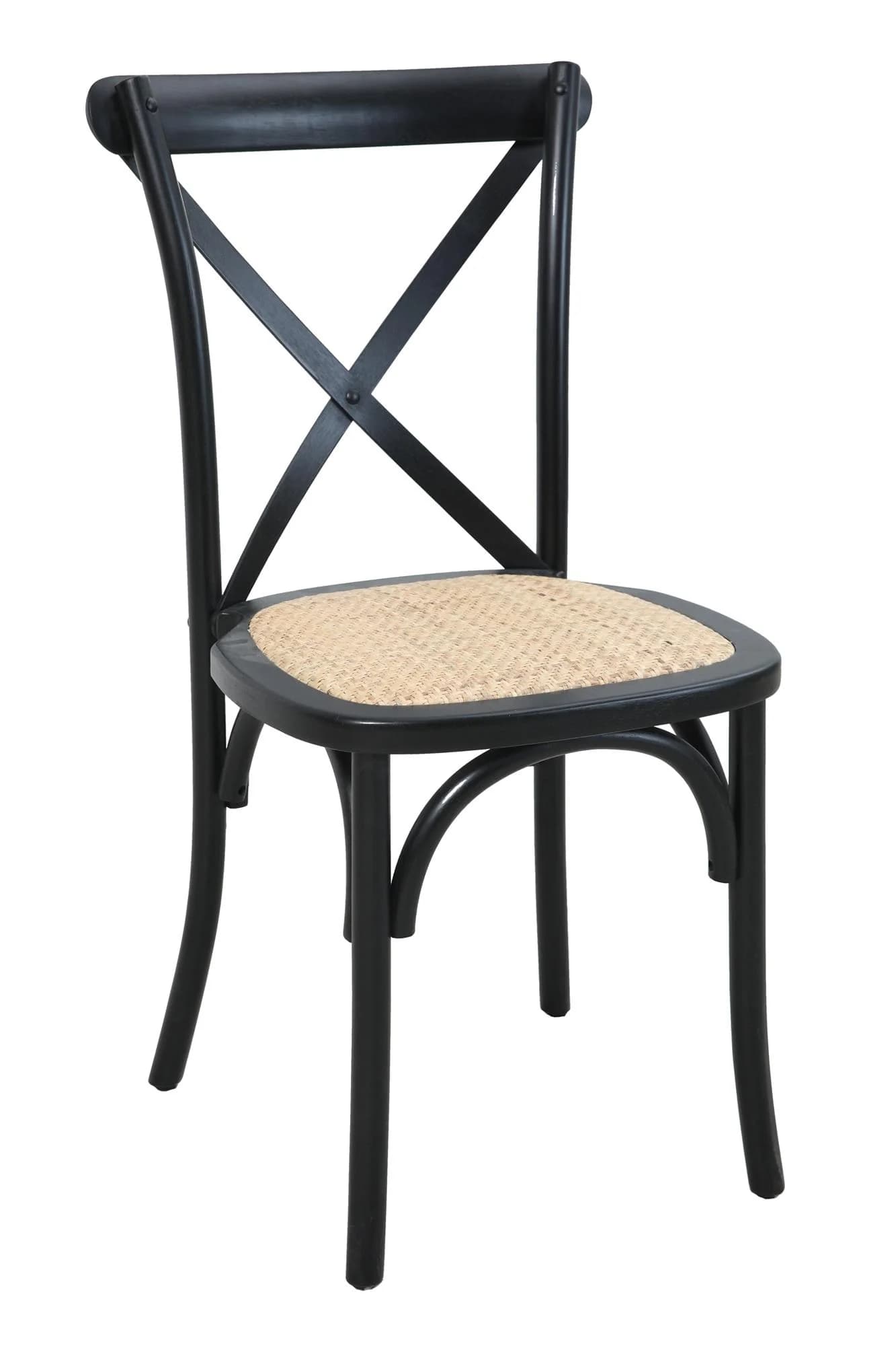 SIT Rattanstuhl Schwarz/Natur Gepolstert Stapelbar 2er-Set