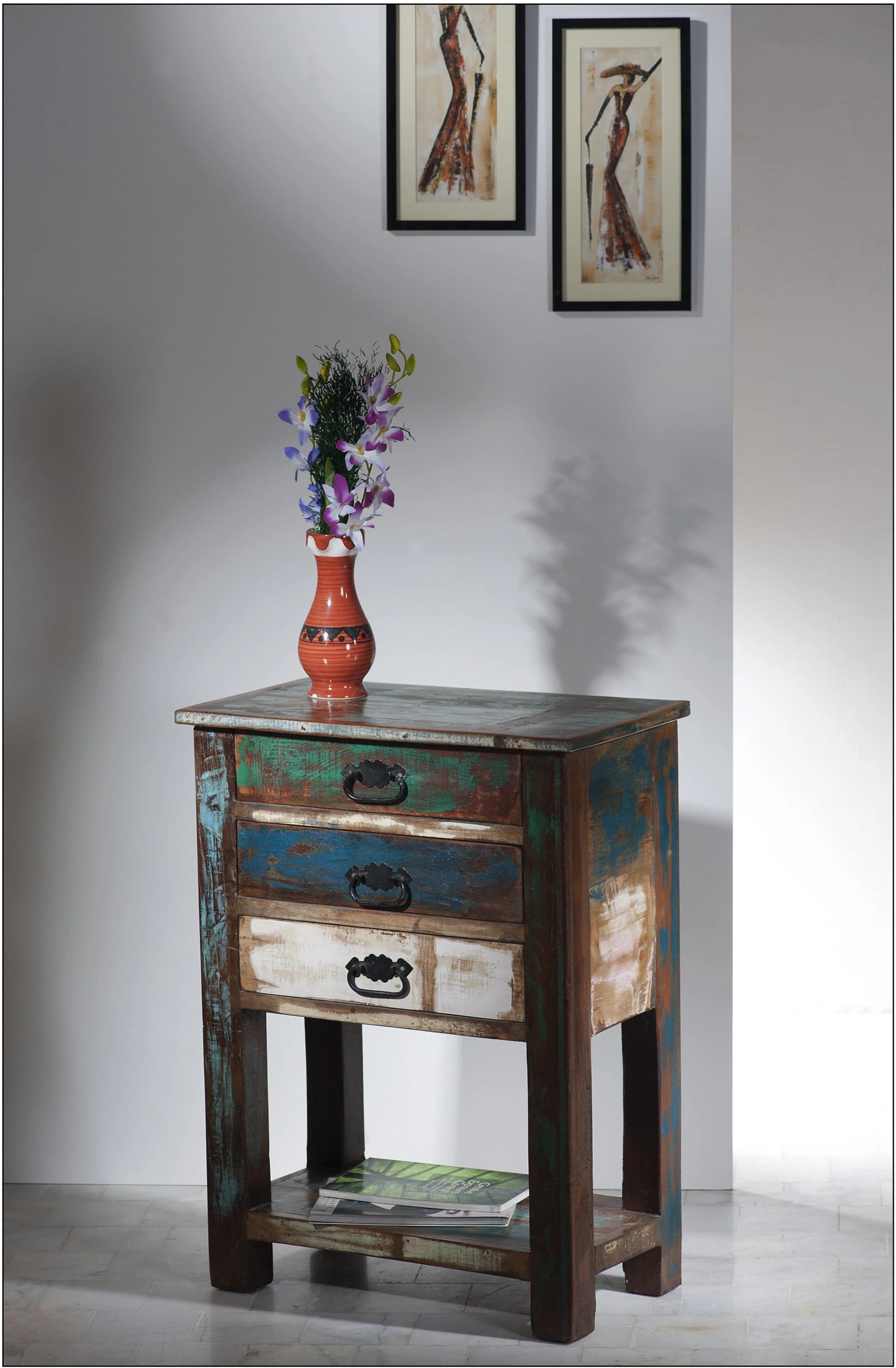 SIT Telefontisch Riverboat Bunt Massivholz Shabby Chic