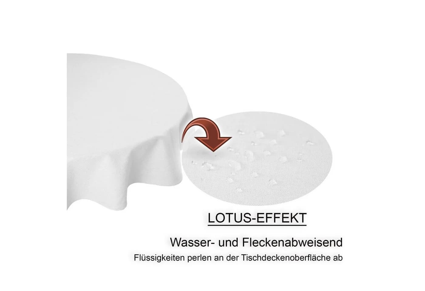 Haus und Deko Tischdecke rund 140 cm Ø weiß Leinenoptik wasserabweisend - Bild 3