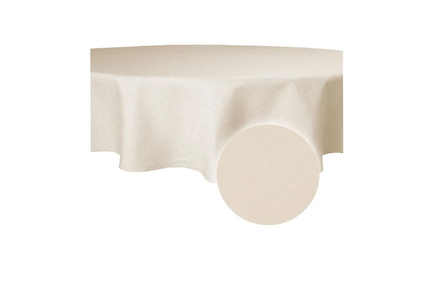Haus und Deko Tischdecke rund 140 cm Ecru Leinenoptik wasserabweisend