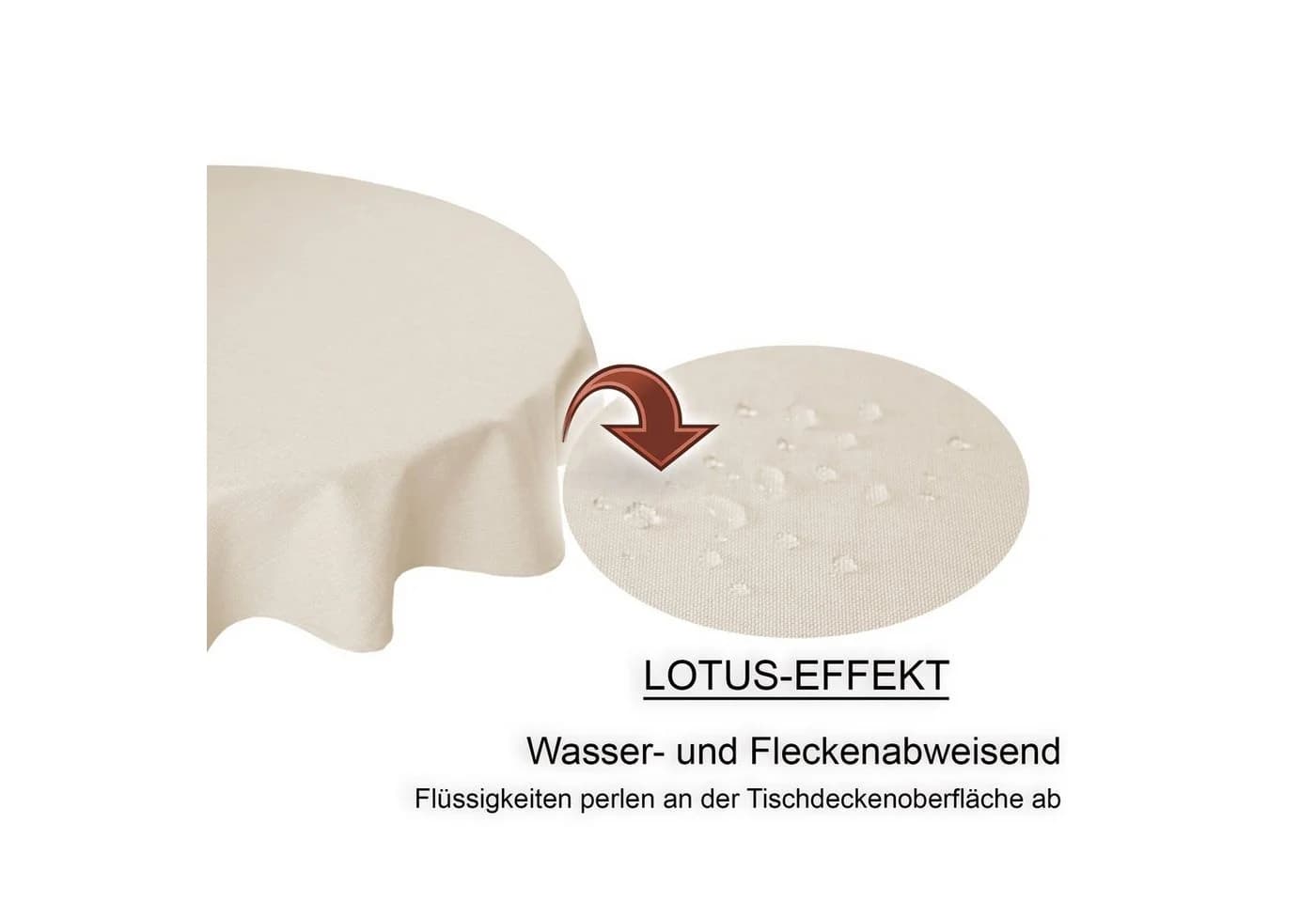 Haus und Deko Tischdecke rund 140 cm Ecru Leinenoptik wasserabweisend - Bild 3