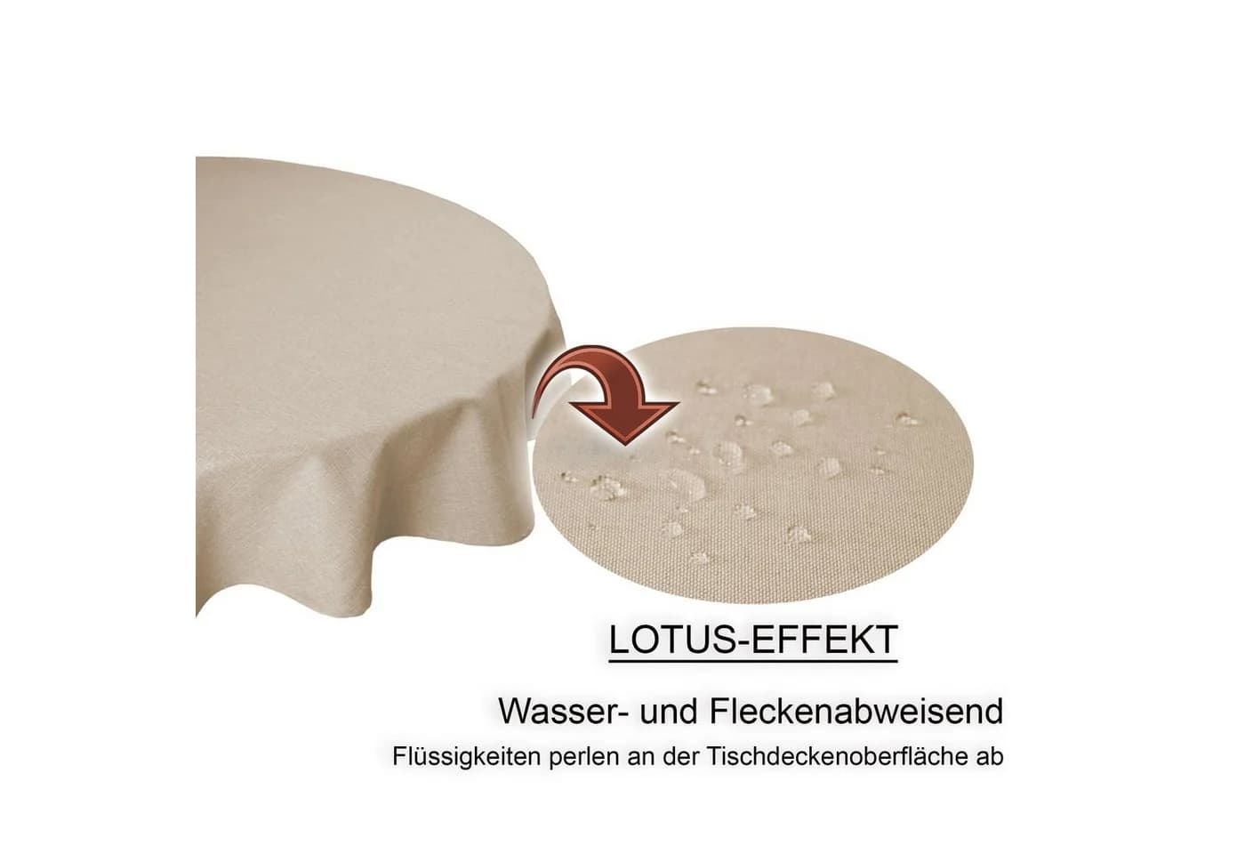Haus und Deko Tischdecke rund 160 cm Ø Leinenoptik beige wasserabweisend - Bild 3