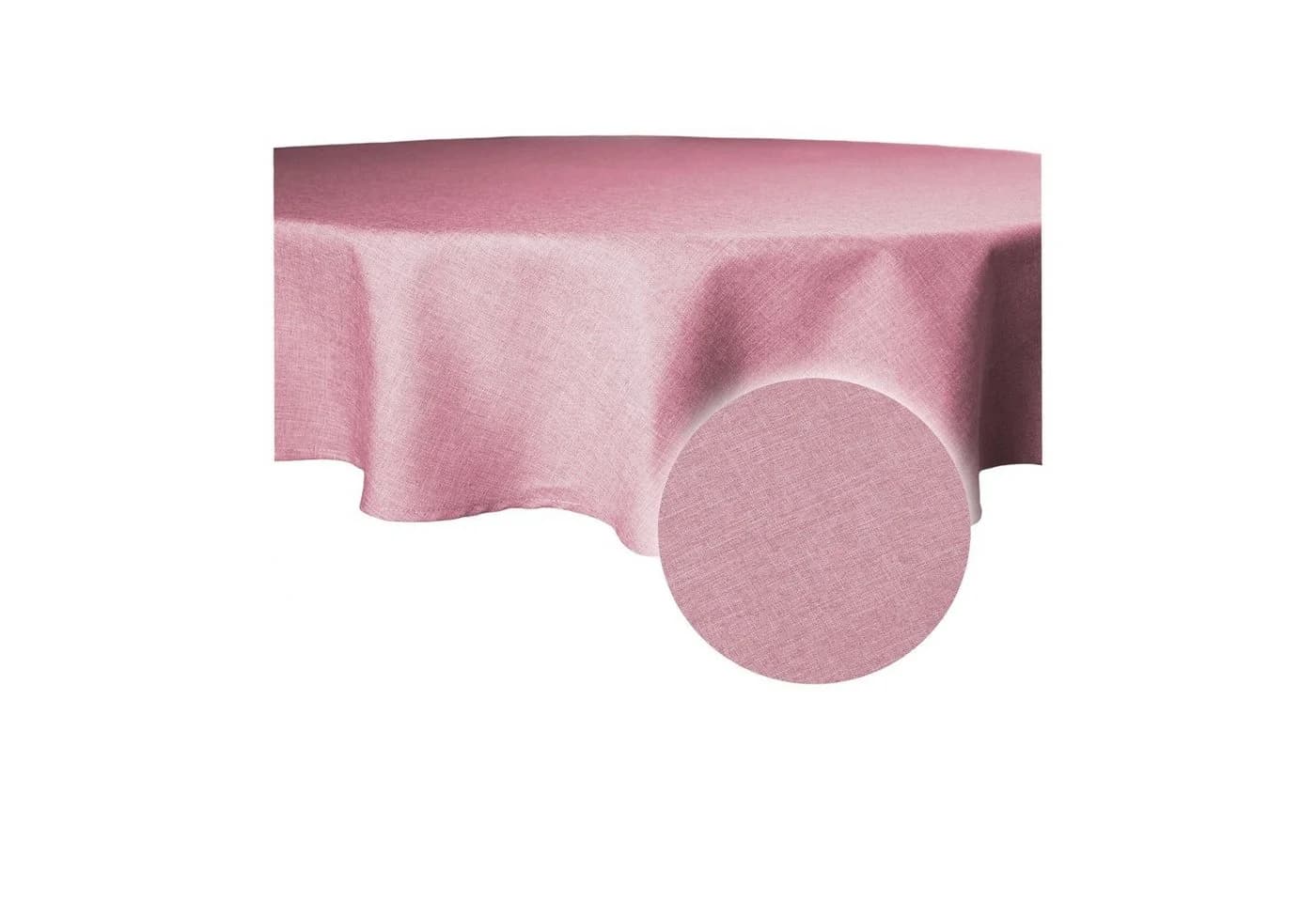 Haus und Deko Tischdecke rund 220 cm Altrosa Leinenoptik wasserabweisend