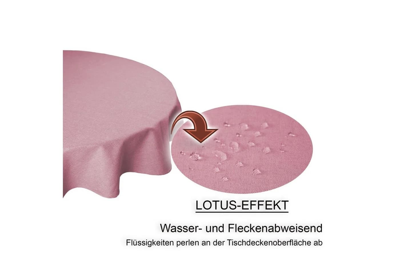 Haus und Deko Tischdecke rund 220 cm Altrosa Leinenoptik wasserabweisend - Bild 3