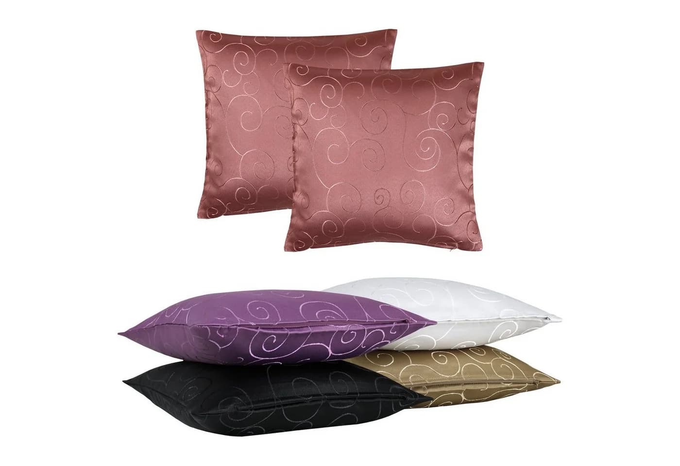 Haus und Deko Kissenbezug Damast Circle Ornamente Rosa