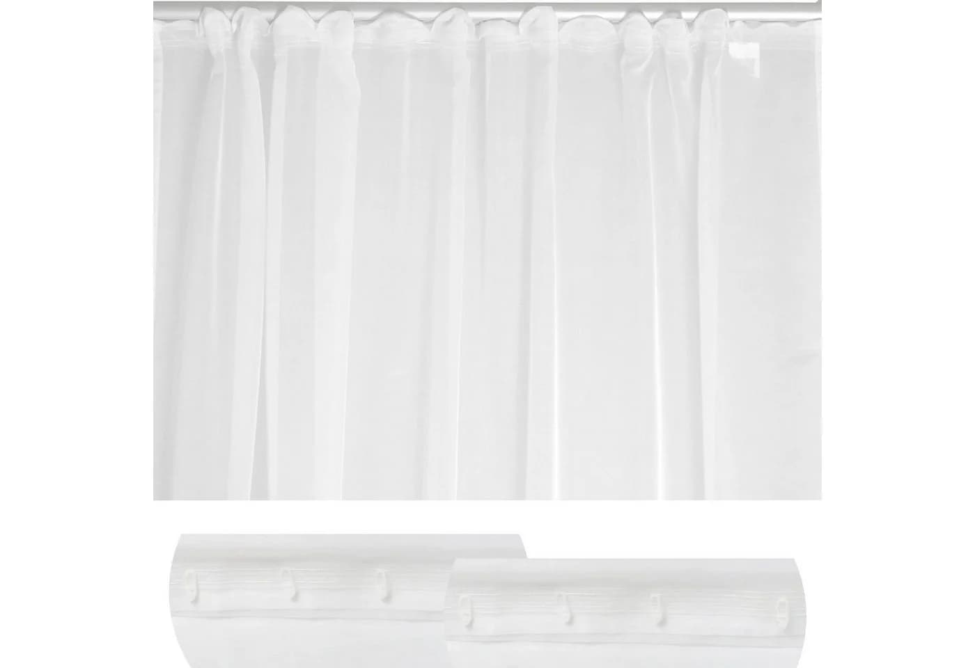 Haus und Deko Gardine Emotion Weiß Transparent Kräuselband - Bild 2