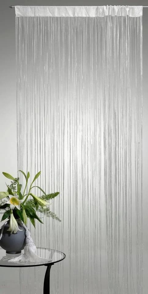 Haus und Deko Fadenvorhang mit Lurex Effekt Weiß - Bild 2