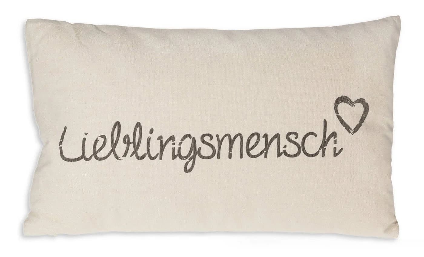 Haus und Deko Kissenbezug Lieblingsmensch Baumwolle Beige Grau - Bild 2